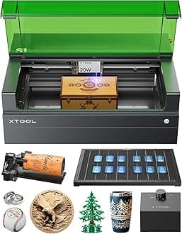 xTool S1 20W Laser Cutter and Laser Engraver for Tumblers, 23.93" x 15.16" Bed Size, 600mm/s Speed, Laser Engraving Machine, Laser Engraver for Wood and Metal, Glass, Big Project - Rotary Bundle