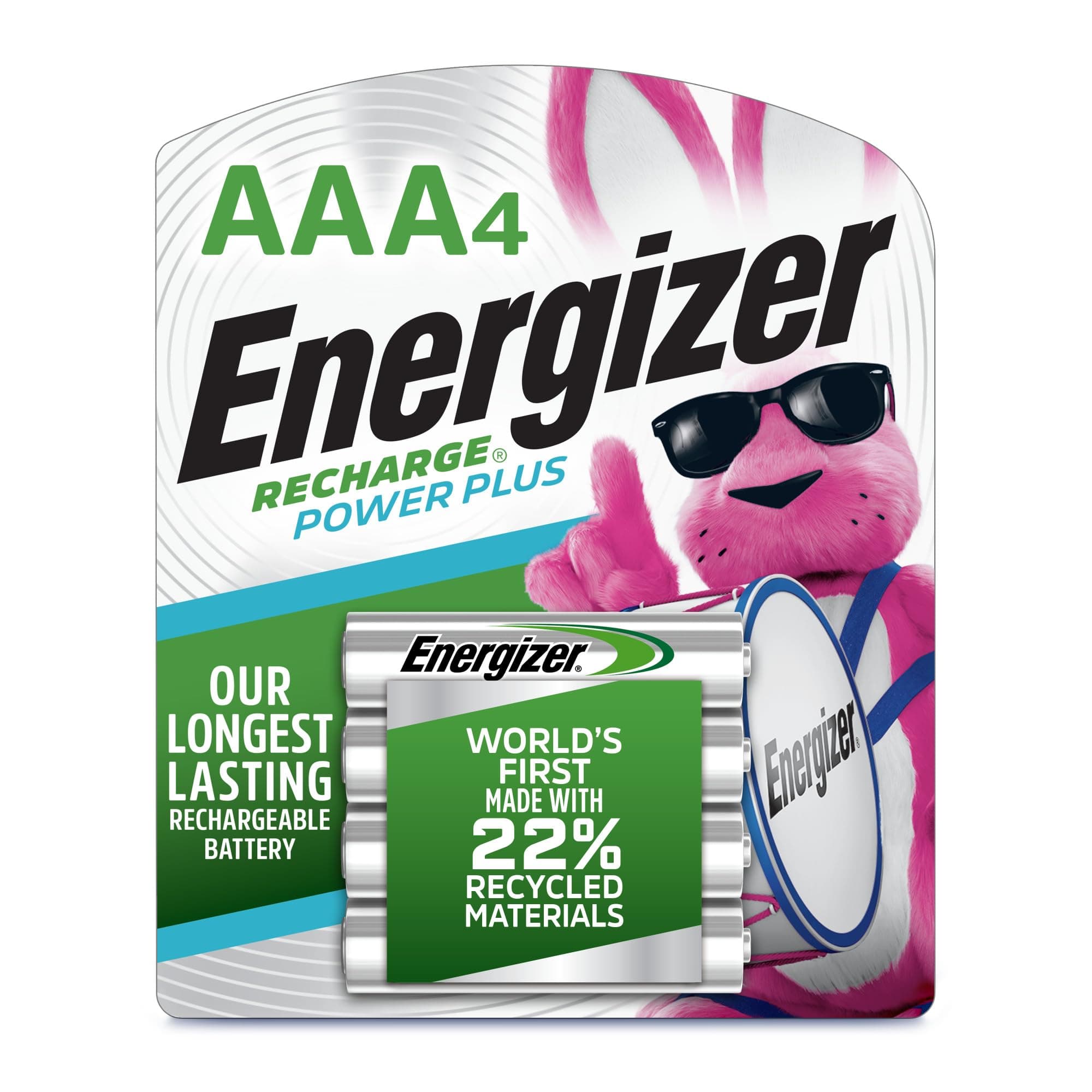 Energizer Rechargeable AAA Batteries, Recharge Power Plus Triple A Battery Pre-Charged, 4 Count