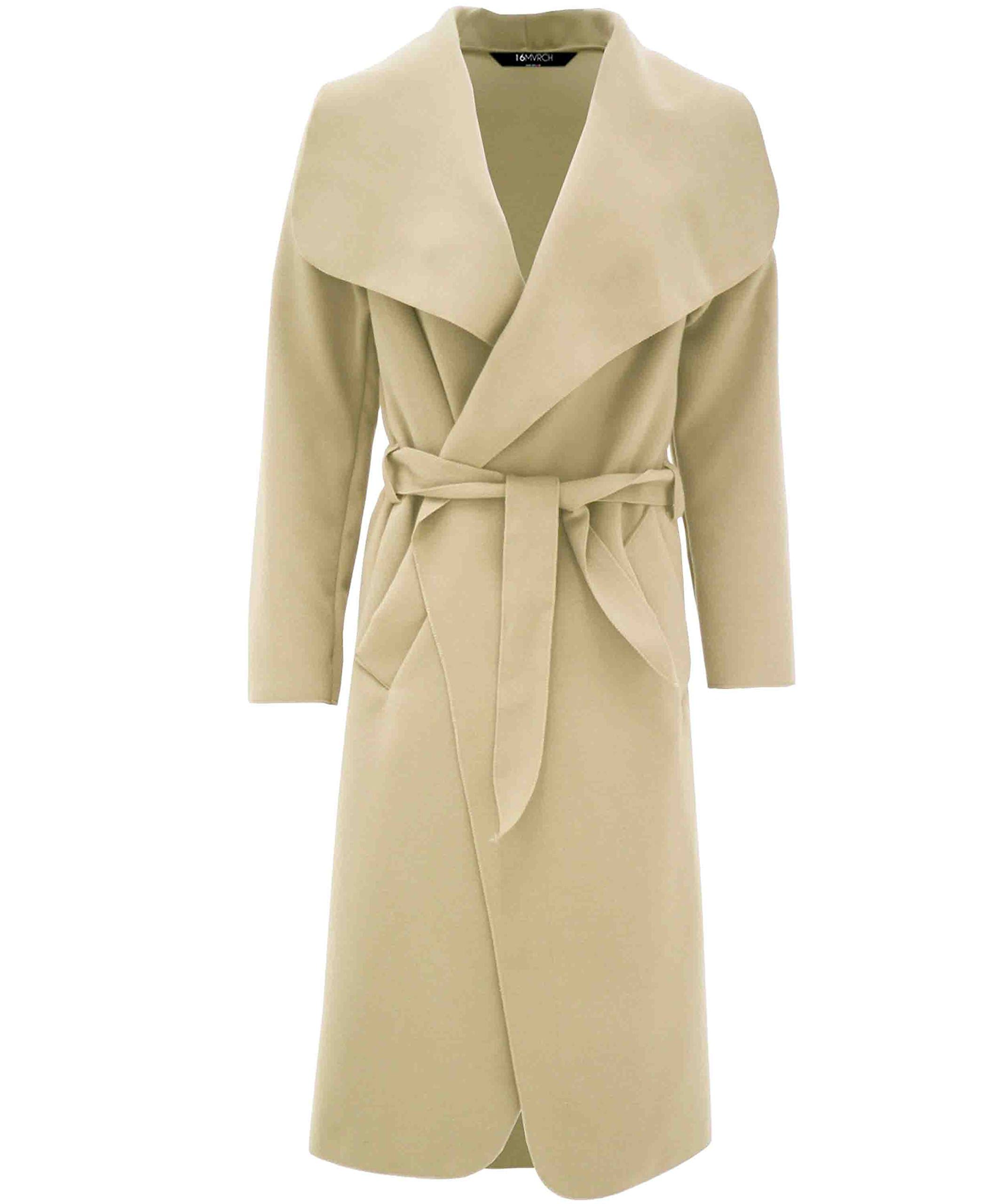 16MVRCH Womens Celebrity Inspired Waterfall Coat (Beige)