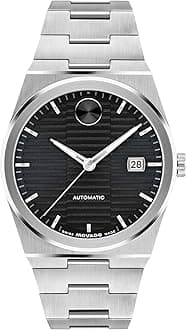 Movado Bold Quest Men's Luxury Automatic Watch - Swiss Self-Winding Movement, Stainless Steel Bracelet, Water Resistance 50 Meters (5ATM) - Classic Timepiece - Gift for Him - 39mm