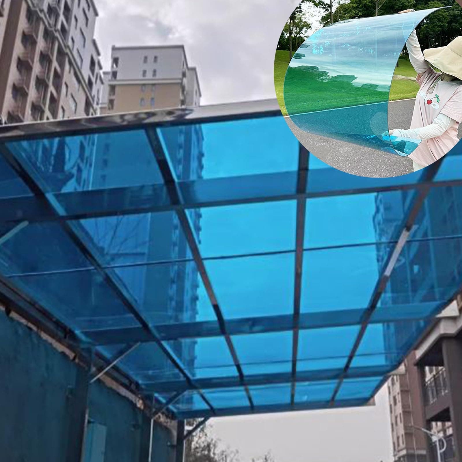 2mm Thick roof Skylight Panels, Polycarbonate Roofing Sheets, Transparent Acrylic Plastic Panels, PC Plastic Panels, Polycarbonate Sheets, Strong and not Easily Deformed.(Blue,2.62x3.3ft)