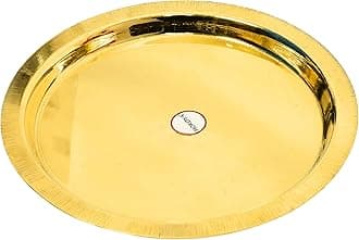 HOKOYA Brass Lid for Pot - 24.5cm (9.5 Inch) | Pital Lid for kadai for Kadai, Handi, Pots and Bowls | Utensils for Kitchen | Durable & Versatile Brass Cover