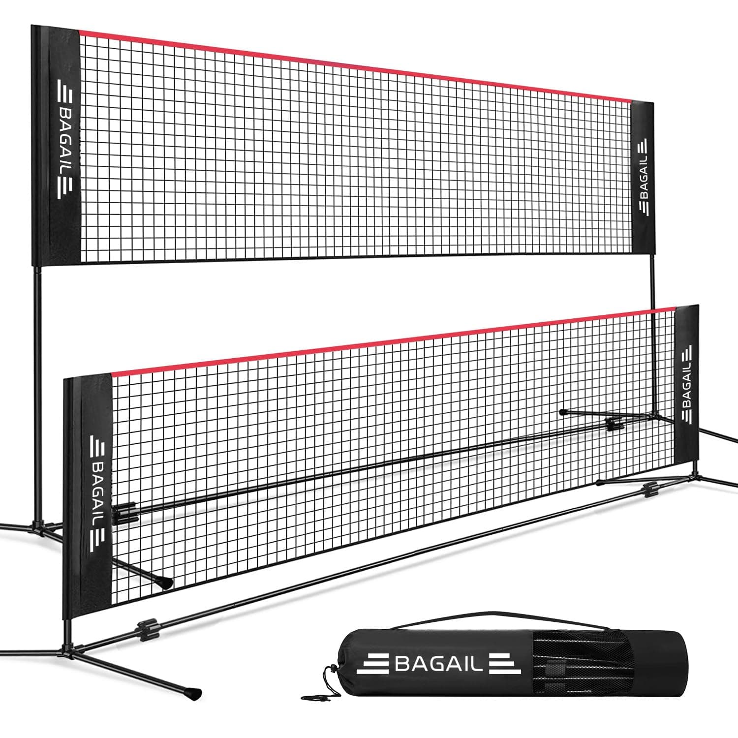 BAGAIL Badminton Net, Height Adjustable Kids Volleyball Net, Foldable Nylon Net 10 ft/14ft/17ft Wide, Tennis Net, Small Pickleball Net for Backyard Game and Indoor Outdoor Use, Easy Setup