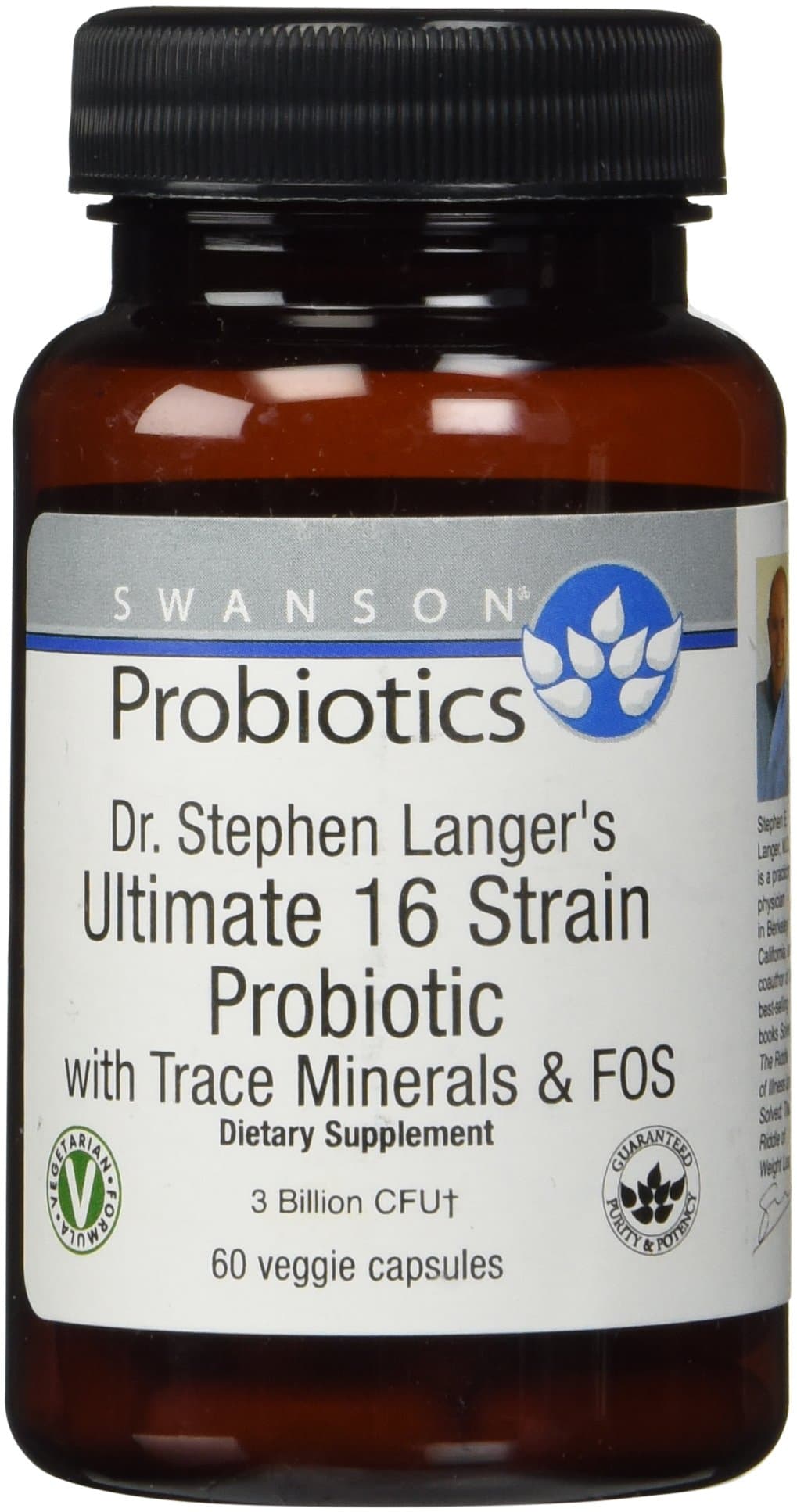 Swanson Probiotics Dr. Langer's Ultimate 16-2 Bottles Each of 60 Vegetarian Capsules