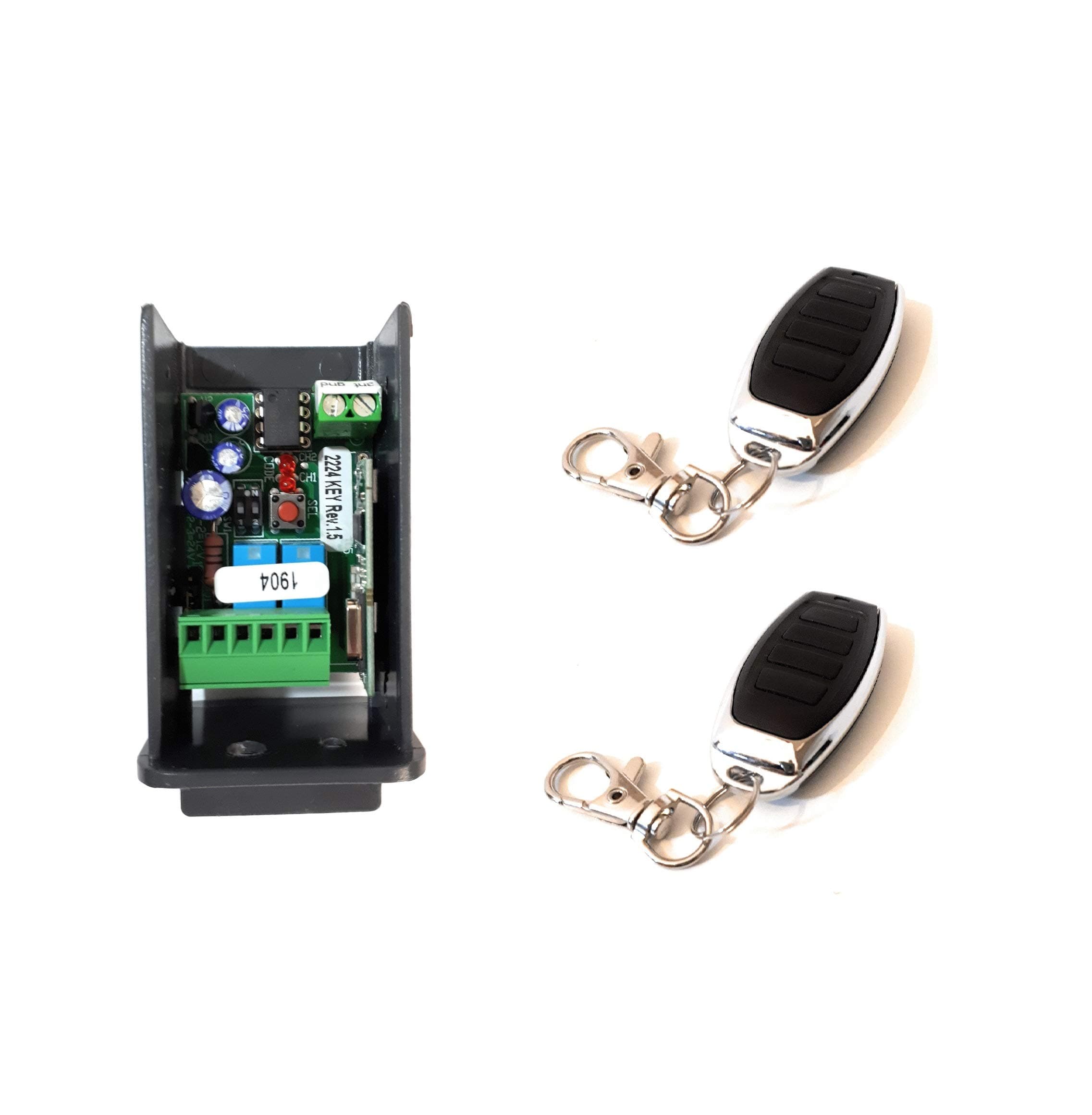 Kit Universal Receiver MULTIMARCA + 2 Remotes Garage CR4 433 MHz for Garage Doors automaticas or any application Remote Control