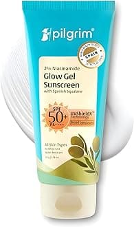 2% Niacinamide Glow Sunscreen SPF 50 +++ for men and women with Spanish Squalane Enhances Glow, Broad spectrum, Non-greasy, No white cast & Prevents Tanning 50 g (Pack of 1) Off White