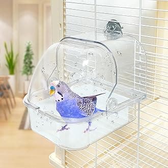 Bird Bath for Cage, Cleaning Pet Supplies Cockatiel Bird Bathtub with Hanging Hooks for Little Bird Parrots Spacious Parakeets Portable Shower for Most Birdcage