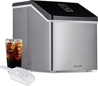 NewAir Clear Ice Cube Maker Machine 40 lbs. of Ice in 24 Hours, Portable Design in Stainless Steel with Convenient Crystal.
