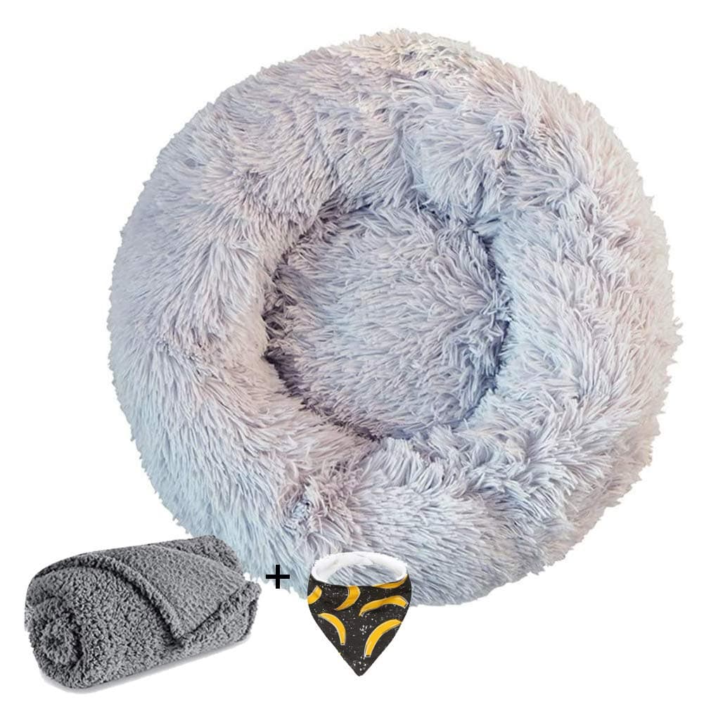 Ailotrd Dog Beds Extra Soft Washable Comfortable Pet Bed Sofa,Waterproof Round Plush Donut Cats Nest Bed Cushions (70cm in Diameter, Gray)