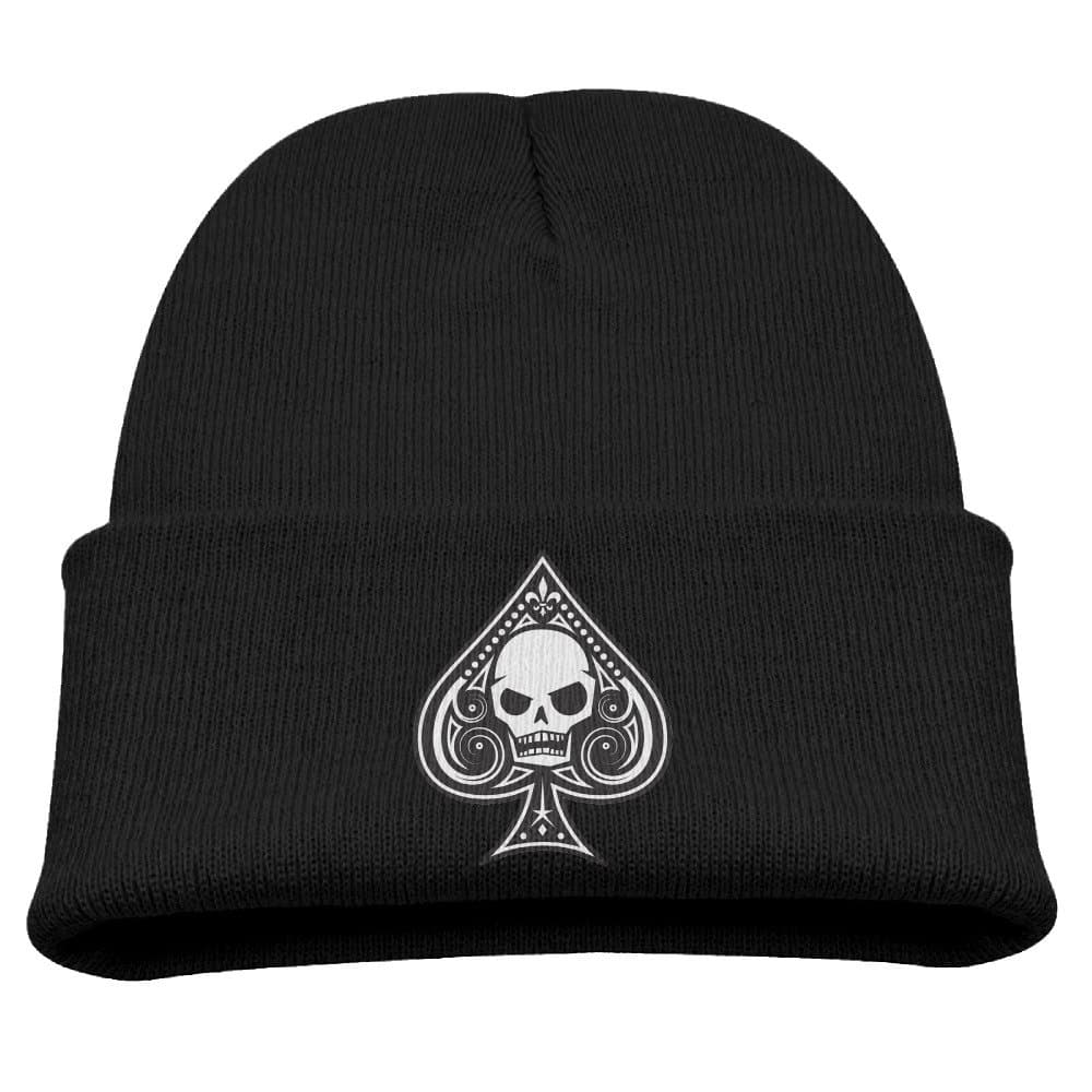 Unisex Kid Adjustable Beanie Hat Slouchy Watch Cap For Ace Of Spades Skull