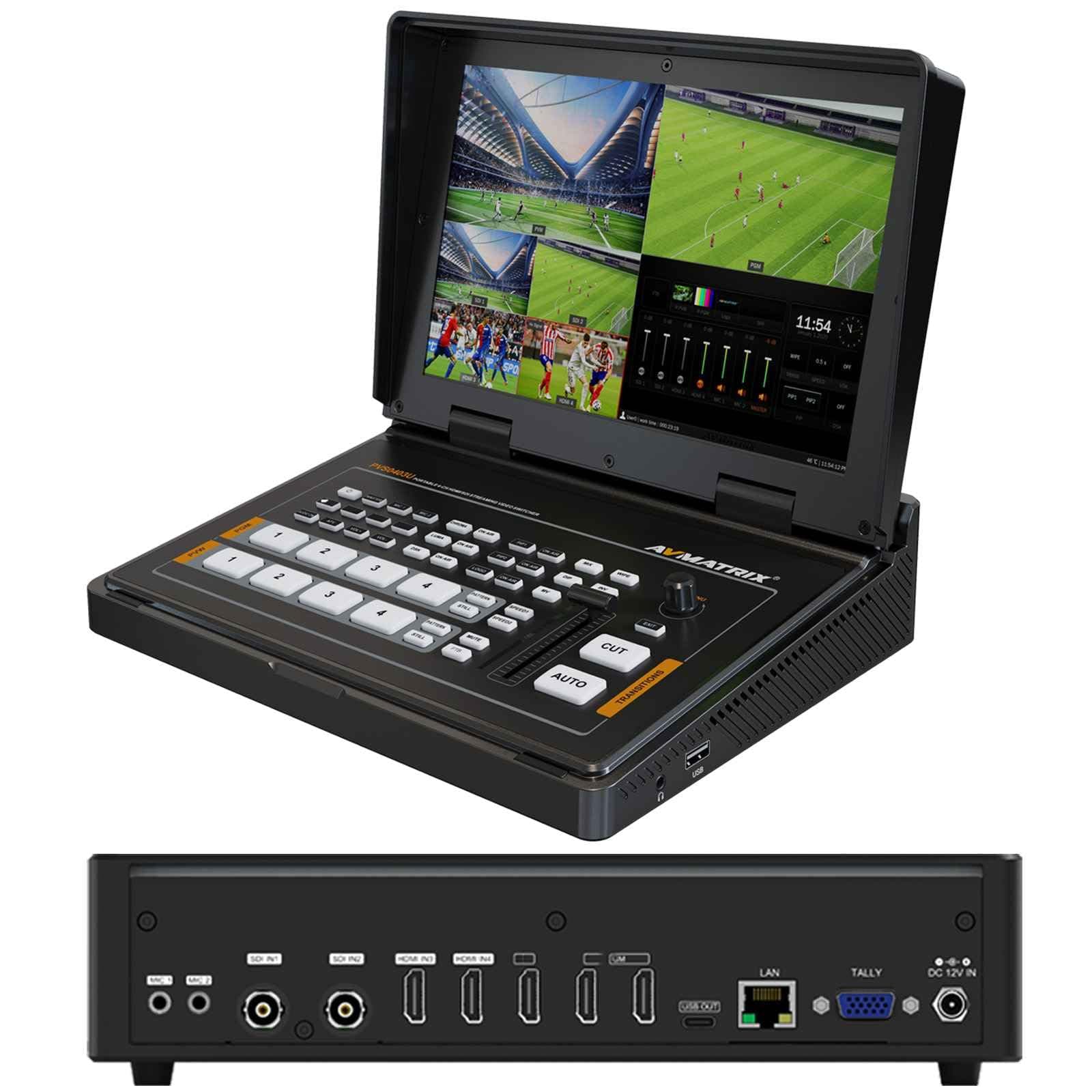 AVMATRIX Multi-Camera-Video-Switcher Mixer with 10.1” FHD LCD Screen SDI & HDMI Inputs, USB Output for Live Streaming for Professional Studio/Tel-Medical/Tel-Conference/Tel-Education
