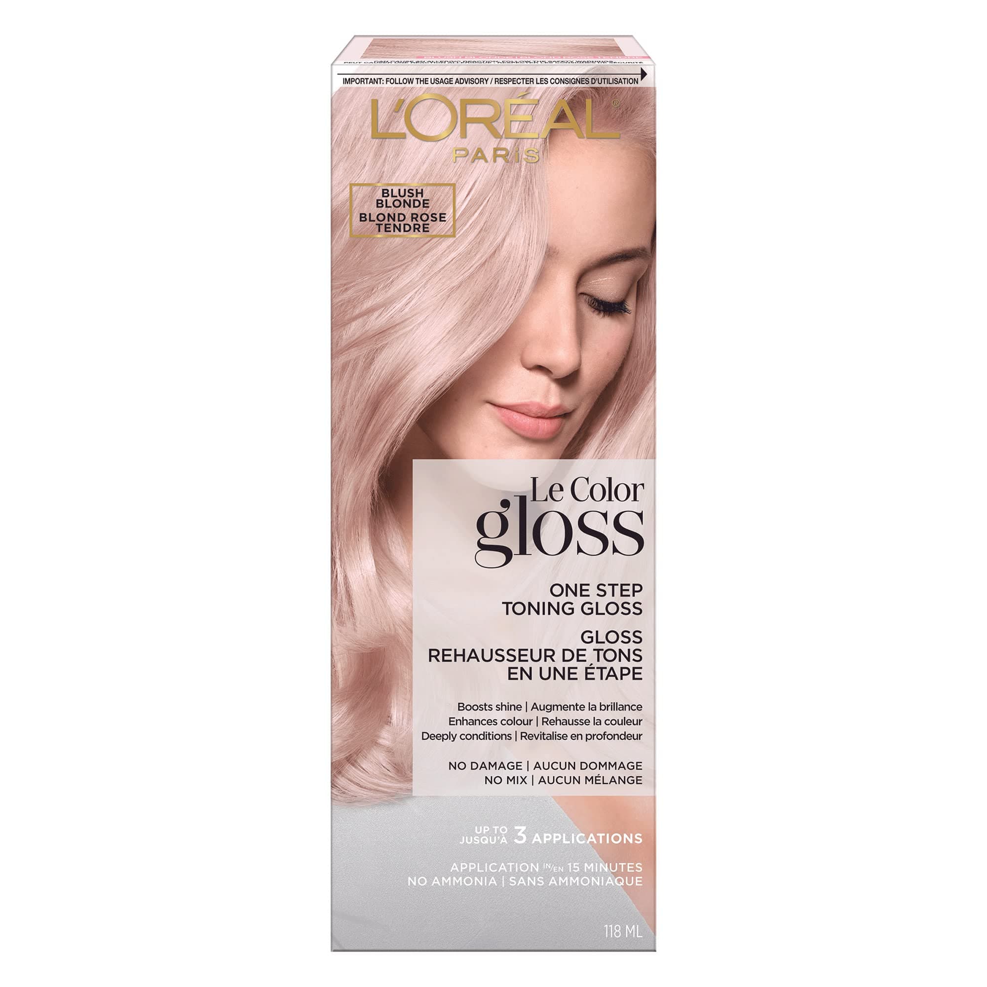 L’Oréal Paris L'Oreal Le Color Gloss One Step In-Shower Toning Hair Gloss, Neutralizes Brass, Conditions & Boosts Shine, Blush Blonde, 4 fl oz