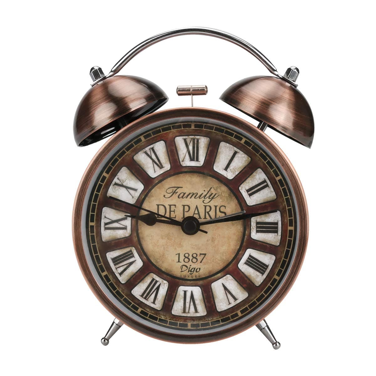 BestCool Retro Alarm Clock, Classic Silent Bedside Alarm Clock Quartz Double Twin Bell Alarm Clock Vintage Analogue Loud Alarm Clock with Night Light for Bedroom(Battery not Included)