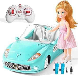 Remote Control Car, RC Cars for Girls, Rechargeable RC Racing, 1:18 Scale 2.4Ghz RC Car Toy for Kids with Doll, Rc Toys Car Birthday for Girls Kids