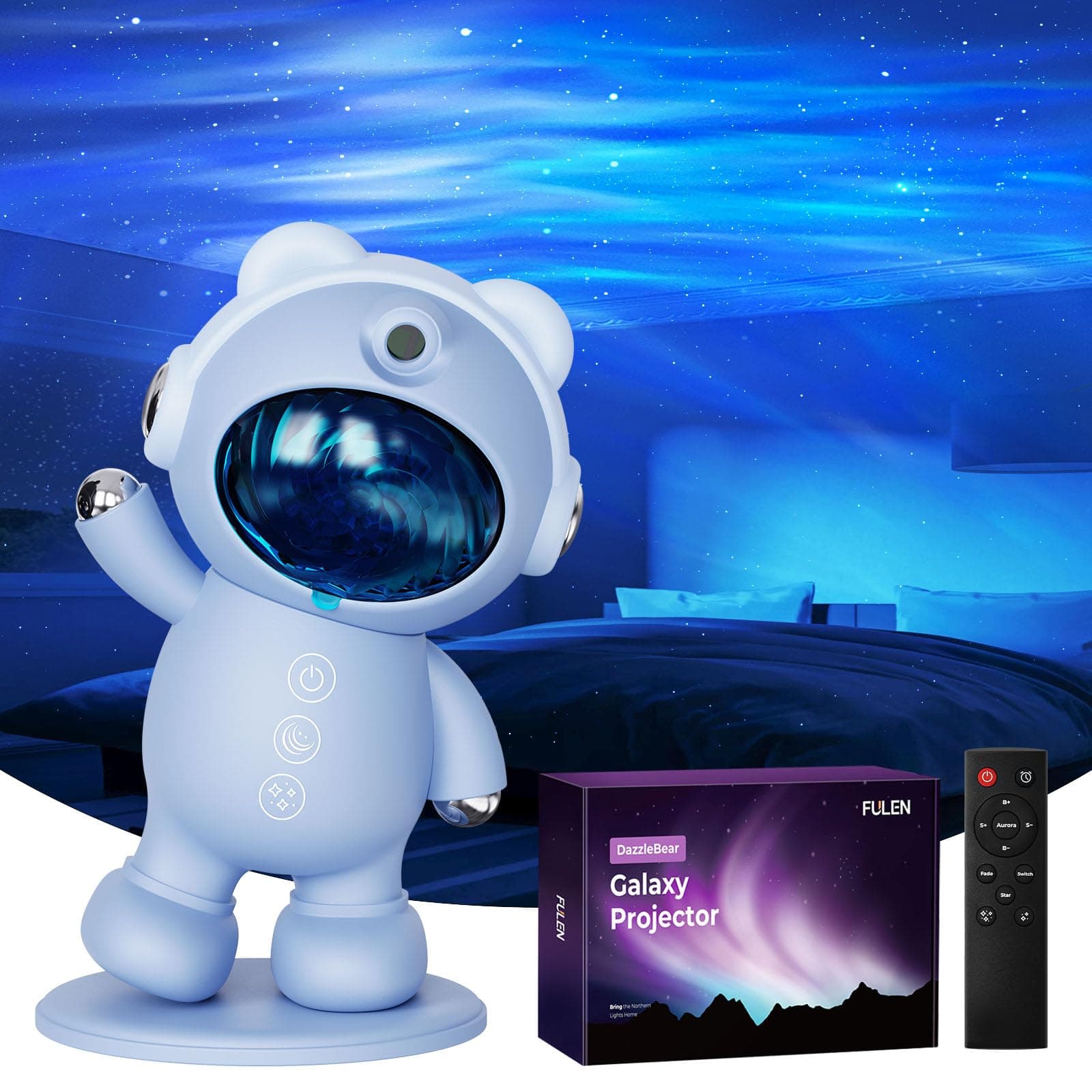 FULEN Galaxy Projector Bedroom Decor,Star Night Light,Sensory Lights Ceiling Projector, LED Lights for Teens Room Decor, White [Energy Class A]