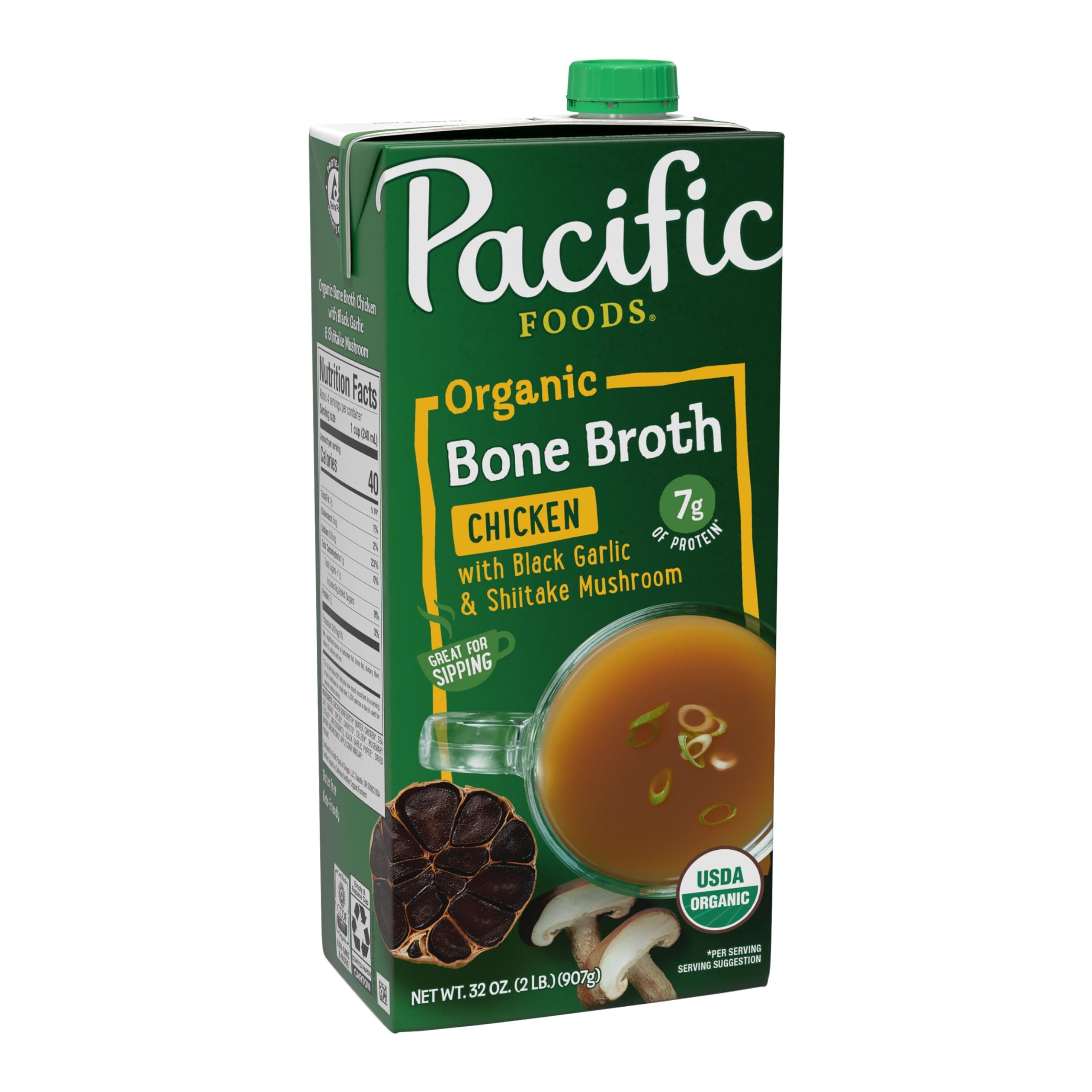 Pacific Foods, Broth Bone Chicken Black Garlic Shiitake Organic, 32 Ounce