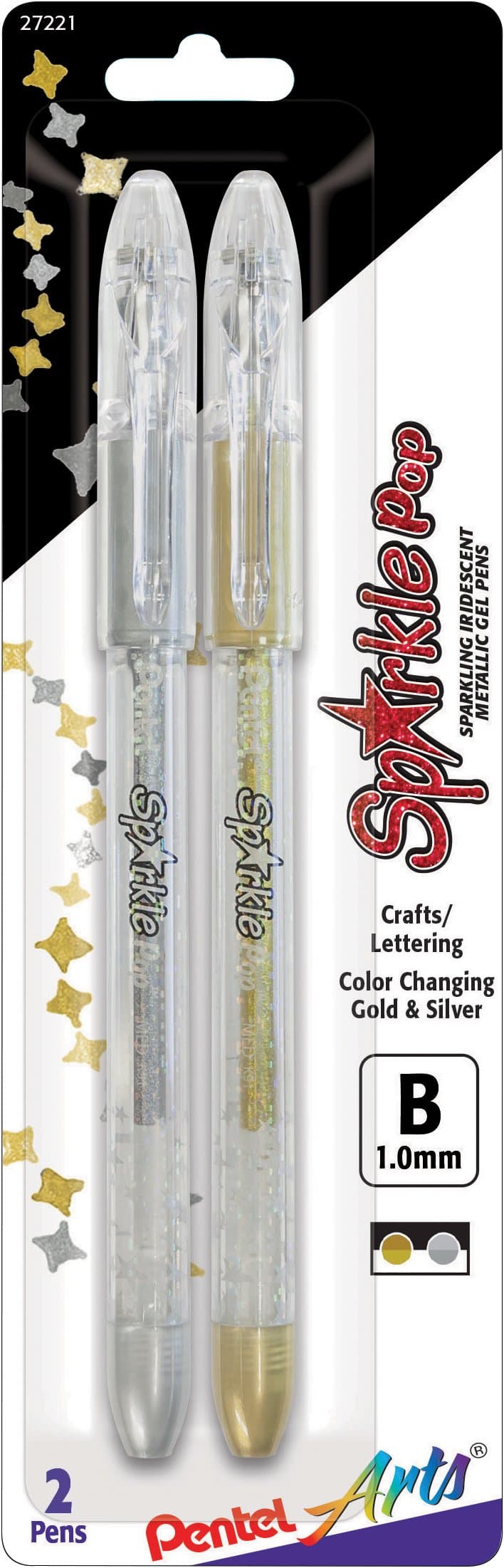 Arts Sparkle Pop Metallic Gel Pen, 1.0mm Bold Line, Gold & Silver Ink, Pack of 2 (K91PABPXZ)