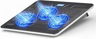 TECKNET Cooling Pad 12"-17" Laptop Cooler with 3 Ultra Quiet Fans at 1400RPM, Ergonomic Comfort Notebook Cooling Pad with 2 USB Ports, Light-weight Gaming Laptop Cooling Stand