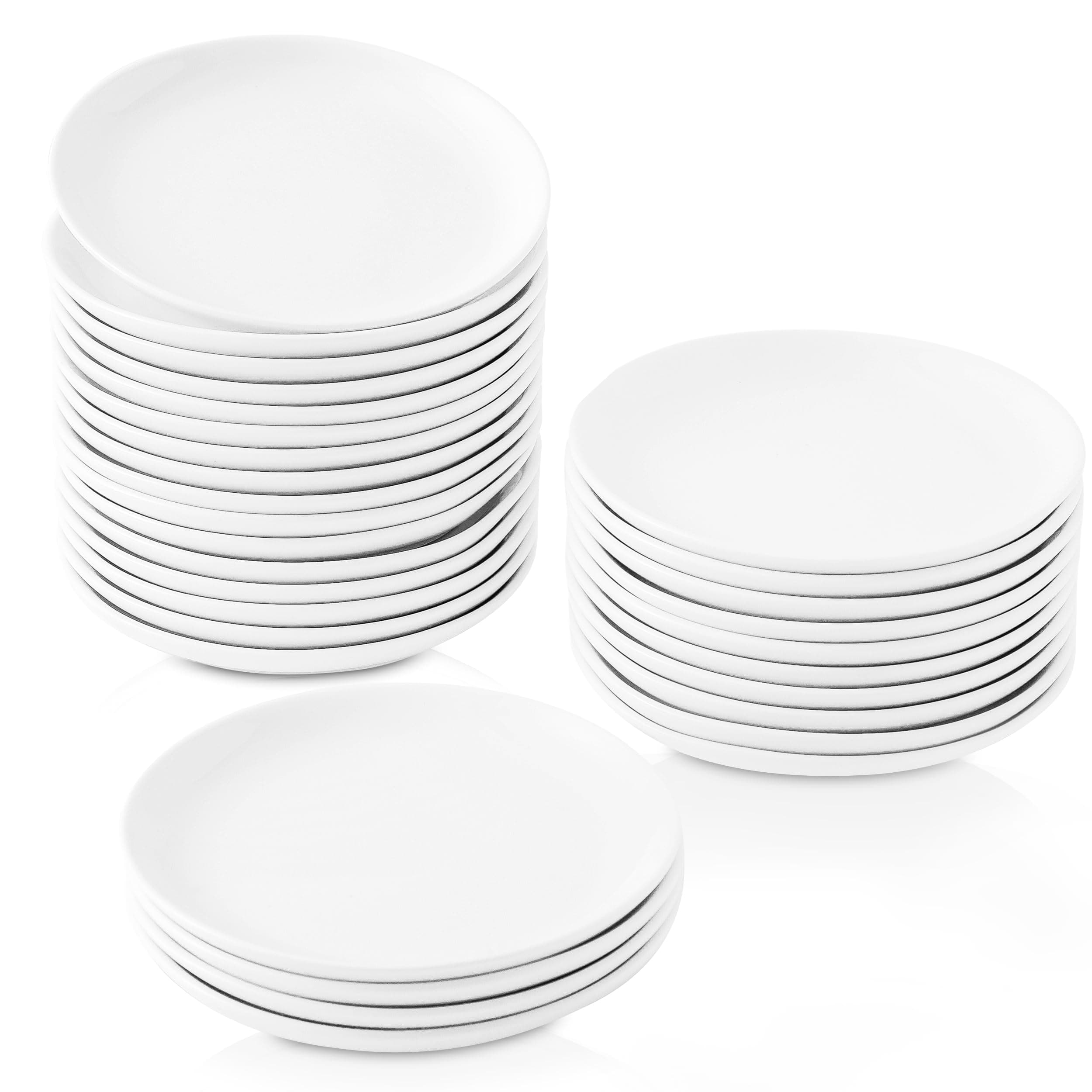 30 Piece Ceramic Appetizer Plates, 5.6 Inch Small Dessert Plates Set, White Round Plates for Bread, Butter, Snack, Lightweight Dinnerware Saucer Sets - Ivory, Oven, Microwave & Dishwasher Safe