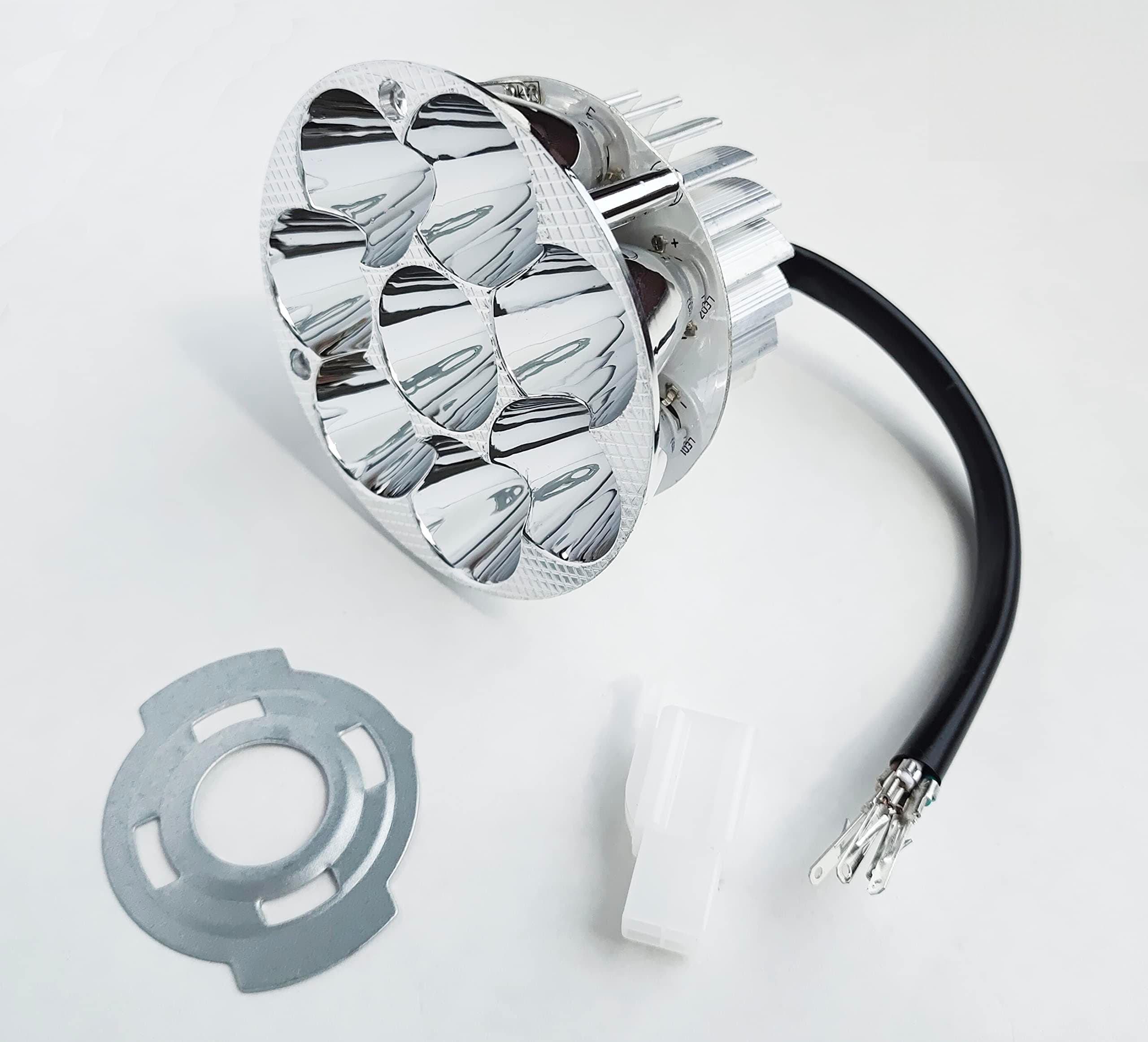 Round White 30w 6-LED Motorcycle Universal Headlight Waterproof Scooter 6000k High Low Beam Light Bulb Lamp 12v 48v 60v 72v 90v