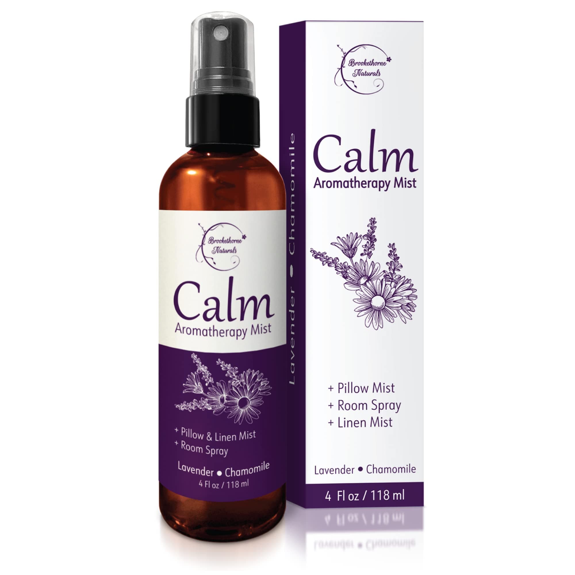 Brookethorne Naturals Calm Aromatherapy Spray with Lavender & Chamomile Essential Oil. Sleep Spray, Pillow Spray, Linen Mist & Room Spray. Lavender Spray Air Freshener for Relaxation & Sleep -