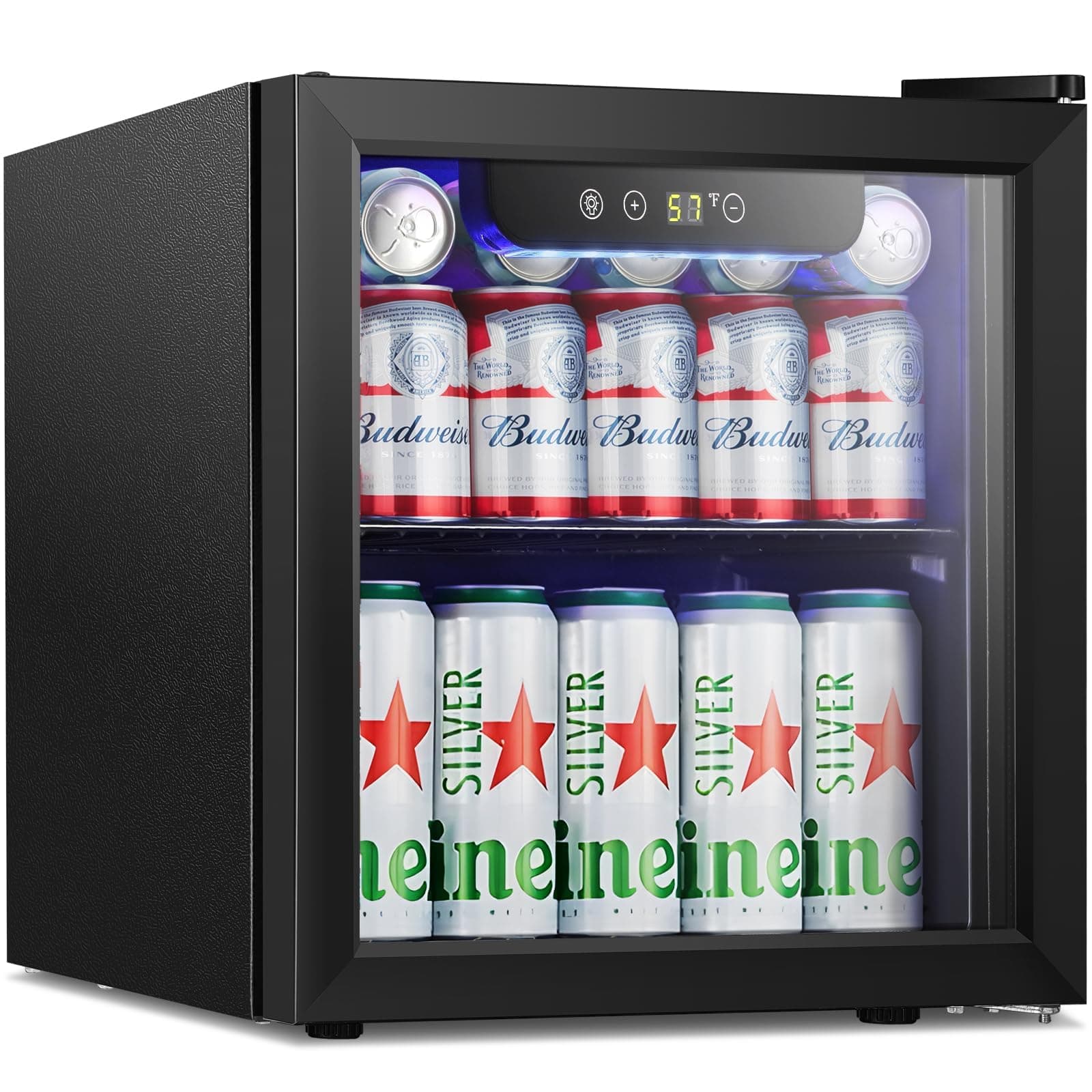 Mini Fridge Cooler - 12 Bottle 48 Can Beverage Refrigerator Glass Door for Drinks or Beer Wine –Small Drink Dispenser for Home, Office or Bar, Electronic Temperature Control,1.3cu.ft.