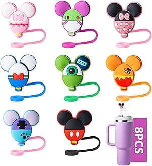 8-Piece Cute Mice Covers for Stanley Cup, 0.4in/10mm Diameter Toppers Cap,Compatible with Stanley 20 30&40 0z Cup, Dust-Proof Caps for Water Bottle