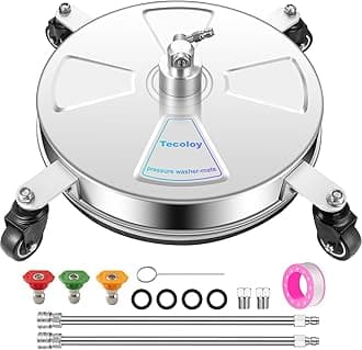 Tecoloy 16" Pressure Washer Surface Cleaner with 4 Wheels-Stainless Steel Pow...