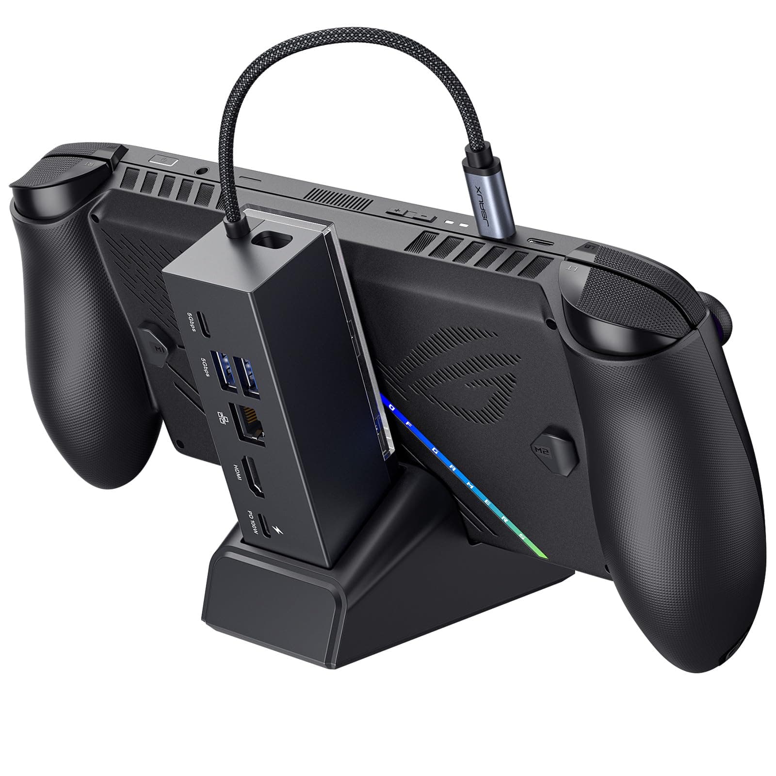 – JSAUX Docking Station for ROG Xbox Ally X (2025)/ROG Ally X/ROG Ally/Steam Deck/Legion Go/Legion Go S, 6-in-1 Dock with HDMI 4K@120Hz, Gigabit Ethernet, USB A & USB C 3.2 Gen 1, 100W Charging - HB0609