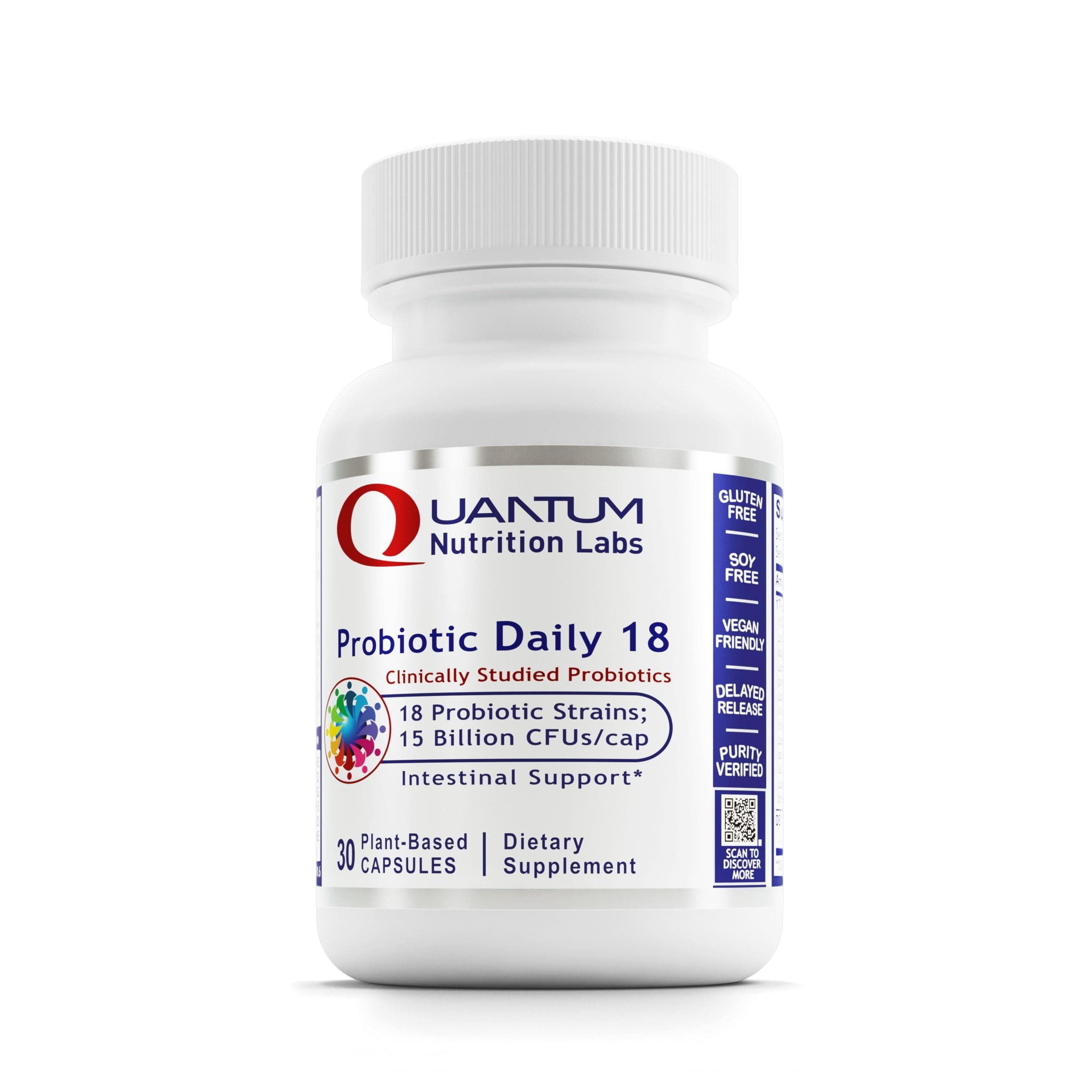 Probiotic Daily 18 – Vegan with 15 Billion CFUs per Cap – Supports Favorable Gut Bacteria - 30 Plant-Based Capsules
