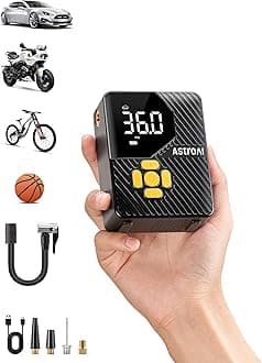 Car Tyre Inflator Air Compressor, Rechargeable Portable Electric Bike Pump 150 PSI with 4+N Mode Preset, Quick Connect Presta and Schrader Adapter Tyre Pump for Car Bike Motorcycle