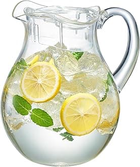 Khen 68 oz Acrylic Pitcher With Lid – 2 Liter Large Plastic Water Jug for Fridge, Iced Tea, Juice, Milk, Hot or Cold Drinks – Serves Up to 8 People, Fills Eight 8 oz Glasses – BPA-Free & Durable