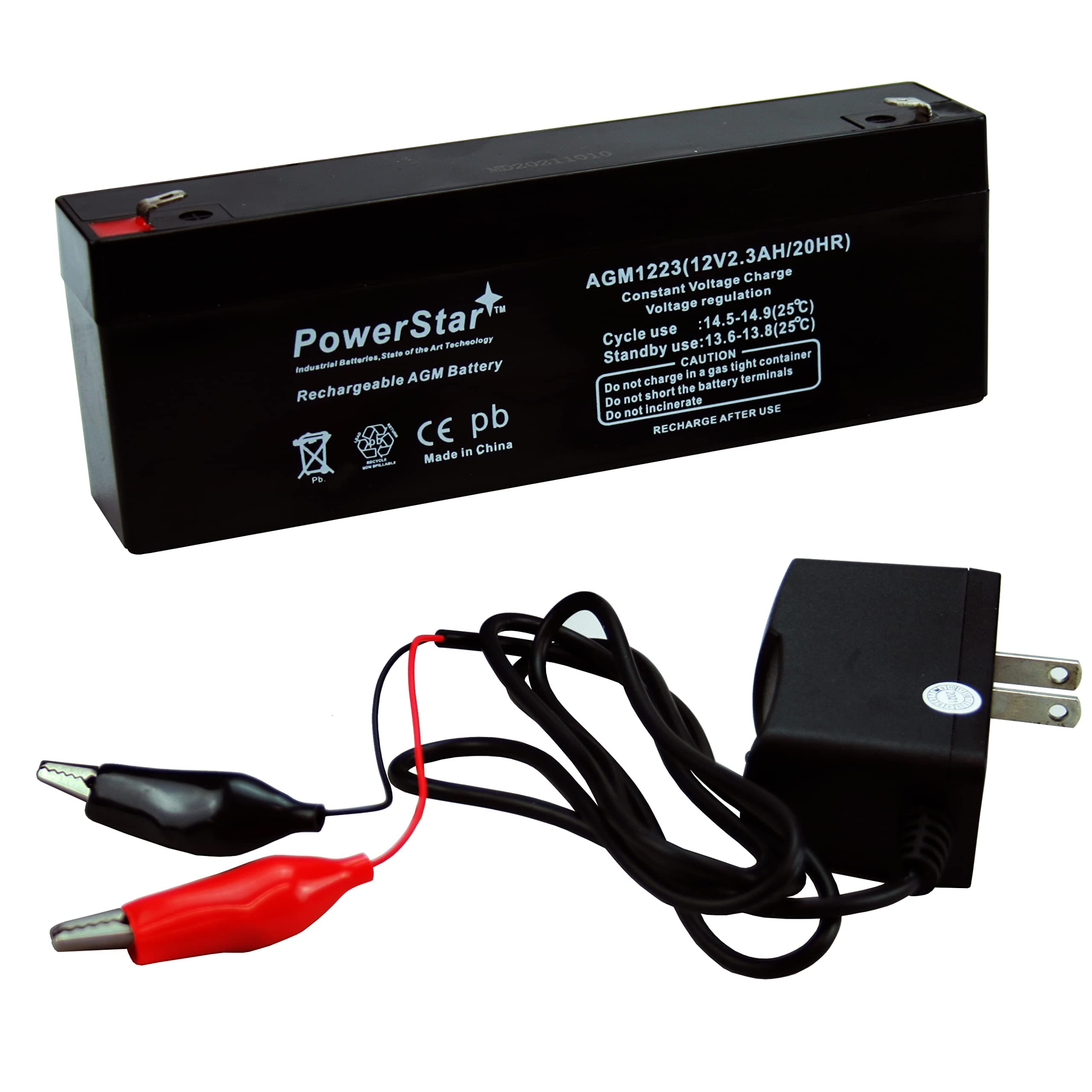 Powerstar 12V 2.3Ah NP2.3-12 BP2.3-12 GP GH1222 Battery and Charger Combo