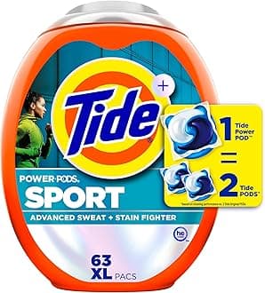 Power Pods Sport Laundry Detergent Pacs, 63 Count, Advanced Sweat + Stain Fighter