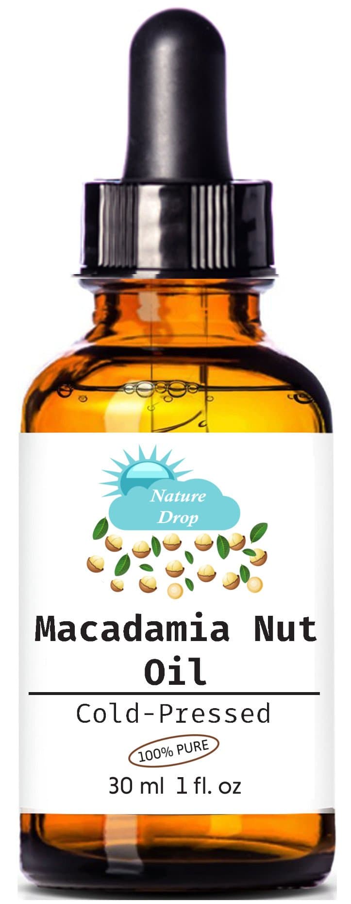 Nature Drop's 100% Pure Cold Pressed Organic Virgin / Macadamia Nut Oil