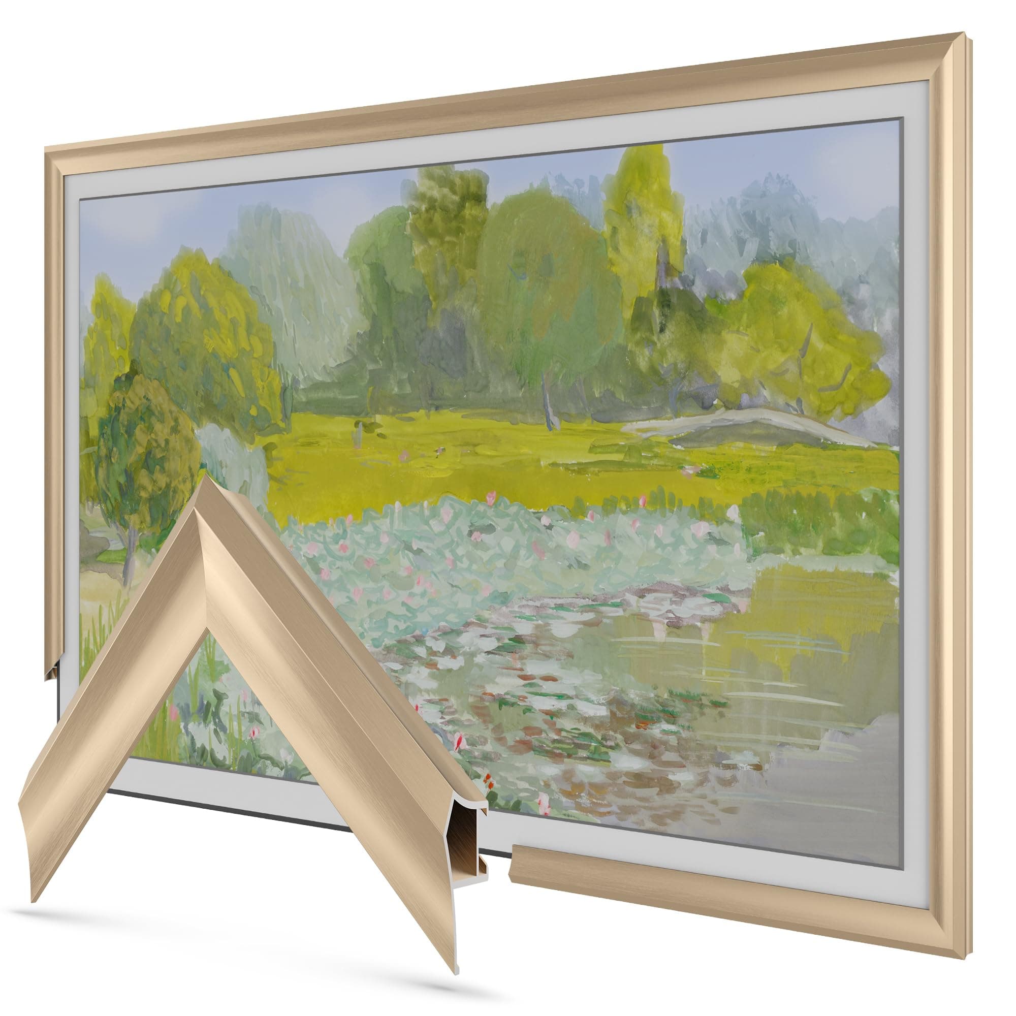 Frame My TV Deco TV Frame Alloy Prism - Pale Gold Bezel for Samsung The Frame TV (55 inch, fits 2021-2025 TVs)