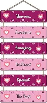 Art Vibes Decorative Wall Hanging Wooden Decoration item for Living Room | Bedroom | Home Decor | Gifts | Quotes Decor Item | Wall For Hall | Mdf Wall Decoration, Set of 6(WH_3255N)