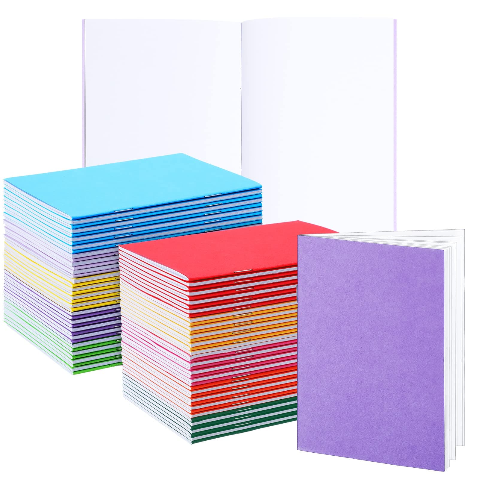 Geyee100 Pads Mini Notebooks Bulk Colorful Blank Notebooks for Kids to Write Stories Pocket Size Blank Journals Colored Unlined Composition Notepads for Students 10 Colors(4 x 5.5 Inch)