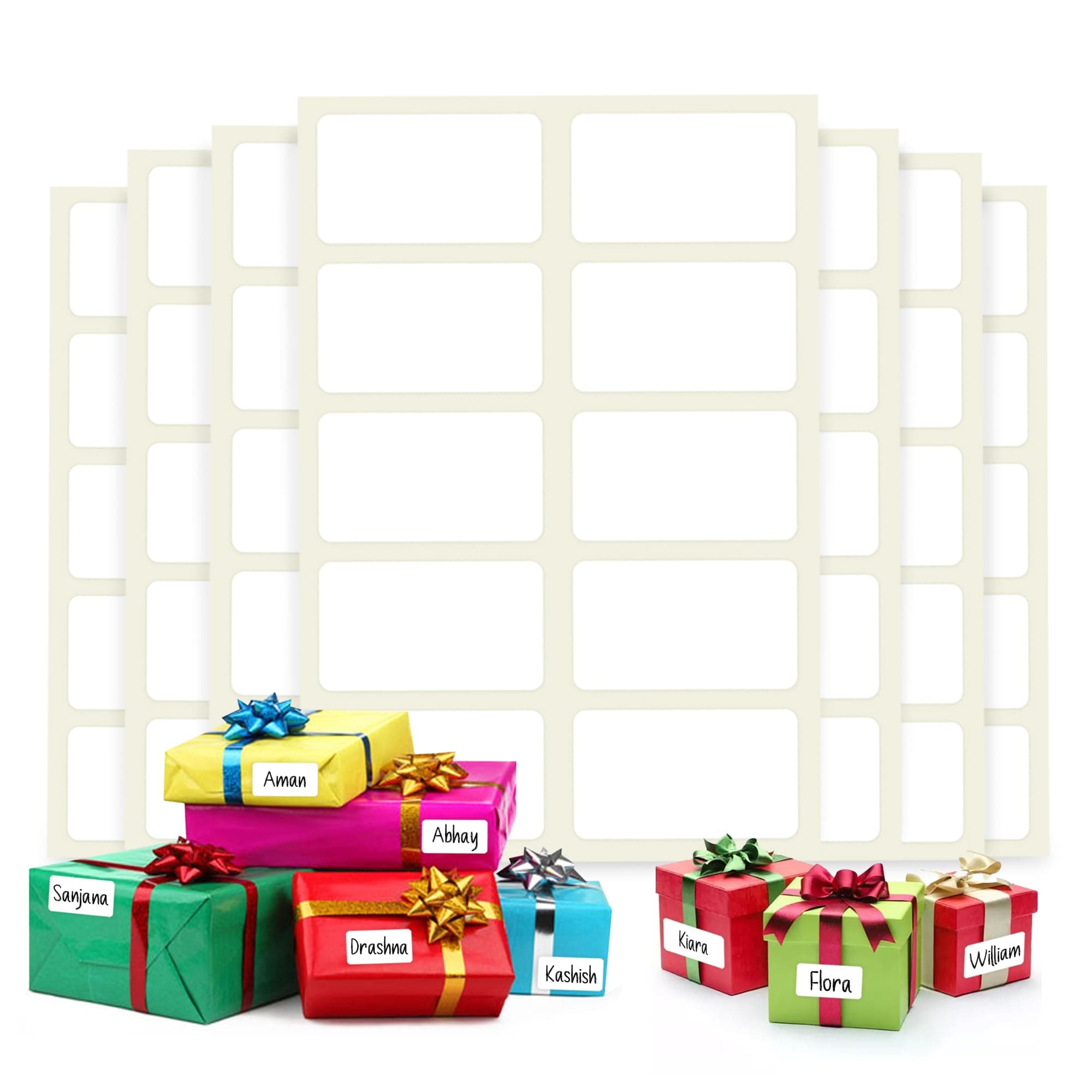 GLUN White Vinyl Writeable Sticker Pack of 200 Labels Stickers, Non-Tearable Glossy Label, 25x50mm Size, Printable Label, Product Labeling, Informational Labels, Branding and Promotional Use