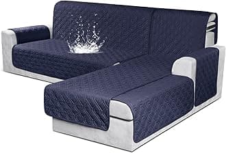 VANSOFY Sectional Couch Covers 100% Waterproof L Shaped Sofa Slipcover 3pcs Reversible Chaise Lounge Cover for Sectional Sofa Furniture Protector Cover for Pets Dog Cat(Small, Dark Blue)