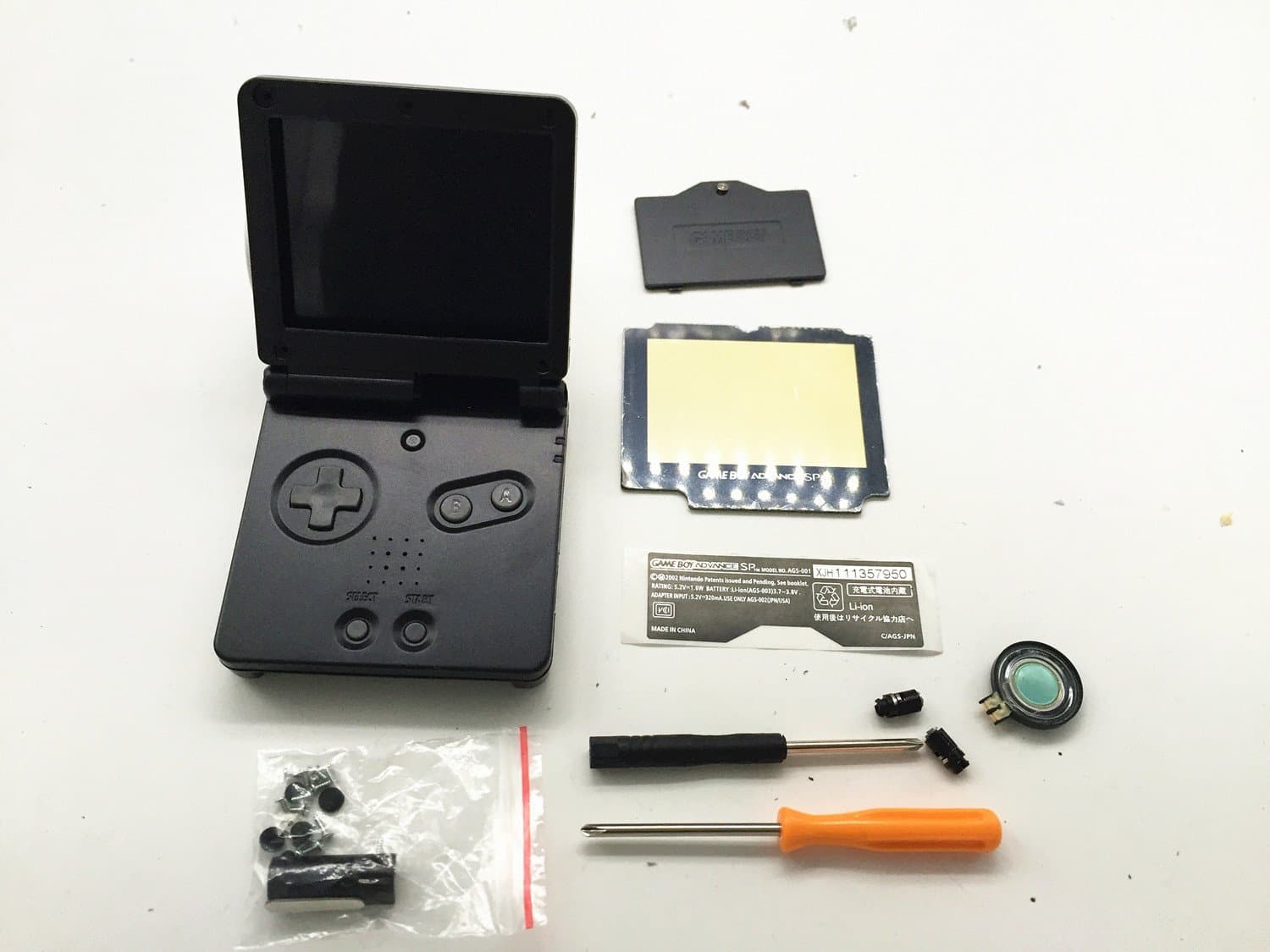 Full Parts Replacement Housing Shell Pack for Nintendo Gameboy Advance SP GBA SP(Black)(Battery and Manual are not included)