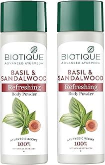 BiotiqueBio Basil and Sandalwood Refreshing Body Powder (150g) - Pack of 2