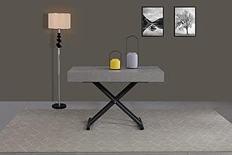 VOLERO' ; Table Lift-top Coffee to Dining Table,Transformable Space-Saving Table, Achille Large Model, Sliding Mechanism with Millimeter Height Adjustment(Light Concrete Grey)