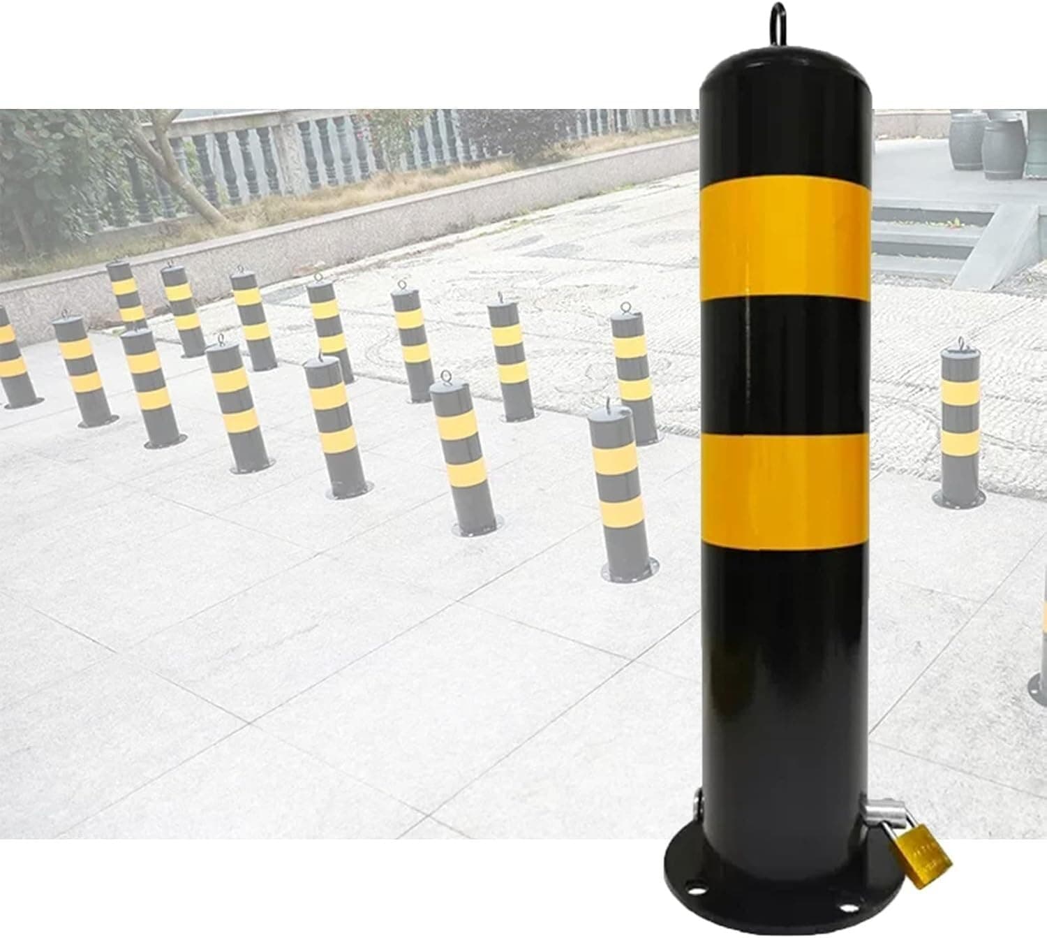 VLNAACHStanchion Metal Security Posts for Driveways Durable Traffic Delineator Post Bollards Street for Traffic Sensitive Area for Outdoor Indoor Parking Lot Construction Cauti