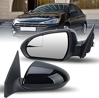 Left Driver Side Mirror Compatible with 2017 2018 2019 2020 Hyundai Elantra with Power Glass Blind Spot Glass and Manual Folding Replaces OEM 87610F2260, HY1320224 (3 Pins)