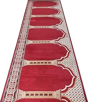 Carpet Mahal Washable Zanamaz Rolls for Prayer and Hall Size 4x80 feet Runner 0.5 inch Thickness, (Multi)