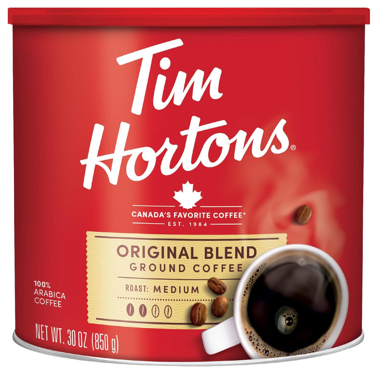 Tim Hortons Original Blend 100% Arabica Ground Coffee Can, 30 Ounces