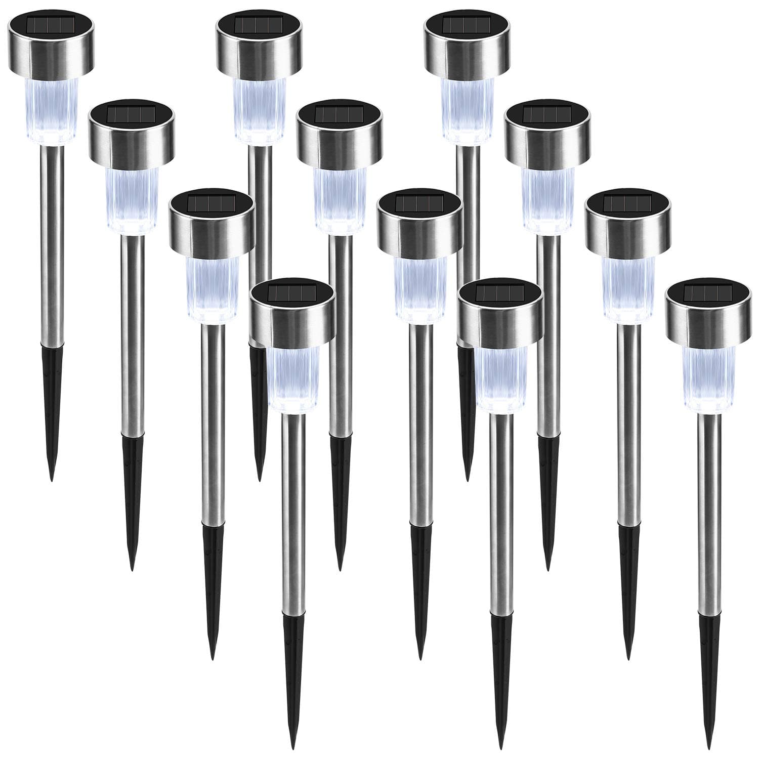 Foxdott Solar Lights Outdoor, 12Pack solar pathway lights outdoor, Waterproof, LED Landscape garden lights Solar Powered, Outdoor Lights Solar Garden Lights for Pathway, Walkway, Patio, Yard, Driveway