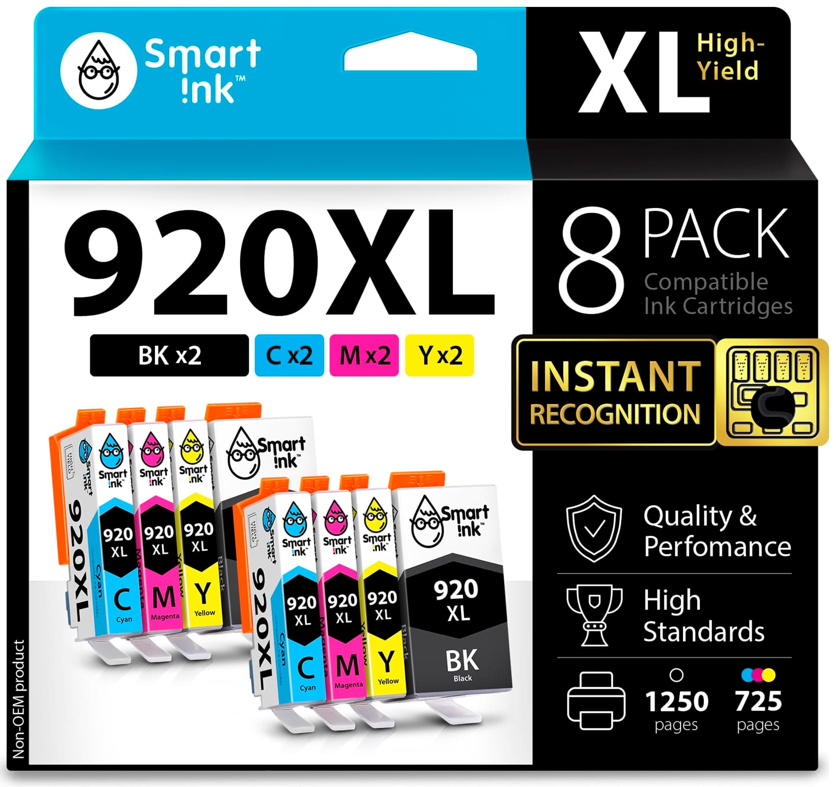 Compatible Ink Cartridge Replacement for HP 920 XL 920XL (2BK & 2C/M/Y 8 Pack Combo) compatible with HP Officejet 6000 6500 6500A 7000 7500A