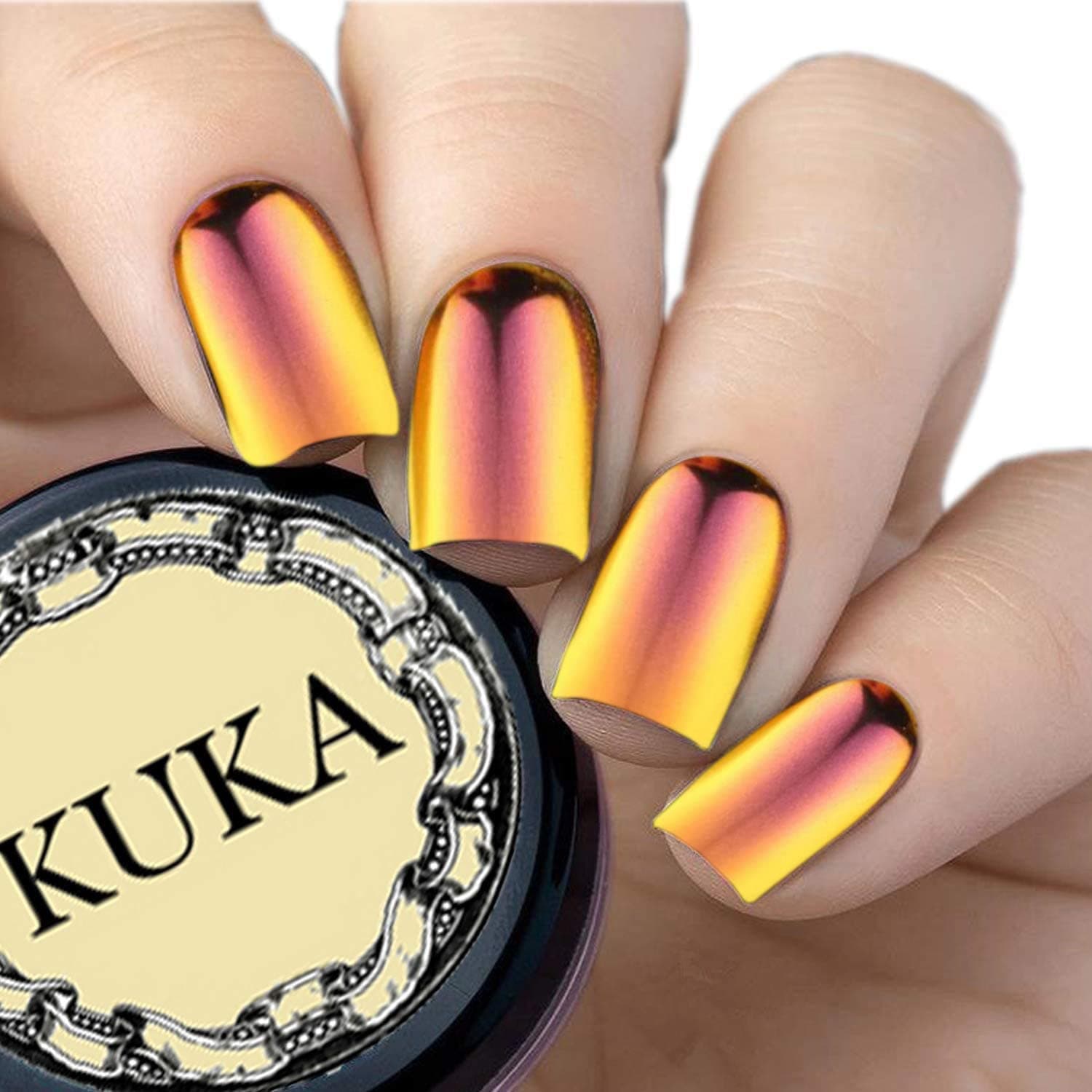 KUKA Chameleon Pigment Nail Changing Mirror Chrome Powder Art Glitter Dust Shine Manicure (Gold Brown)